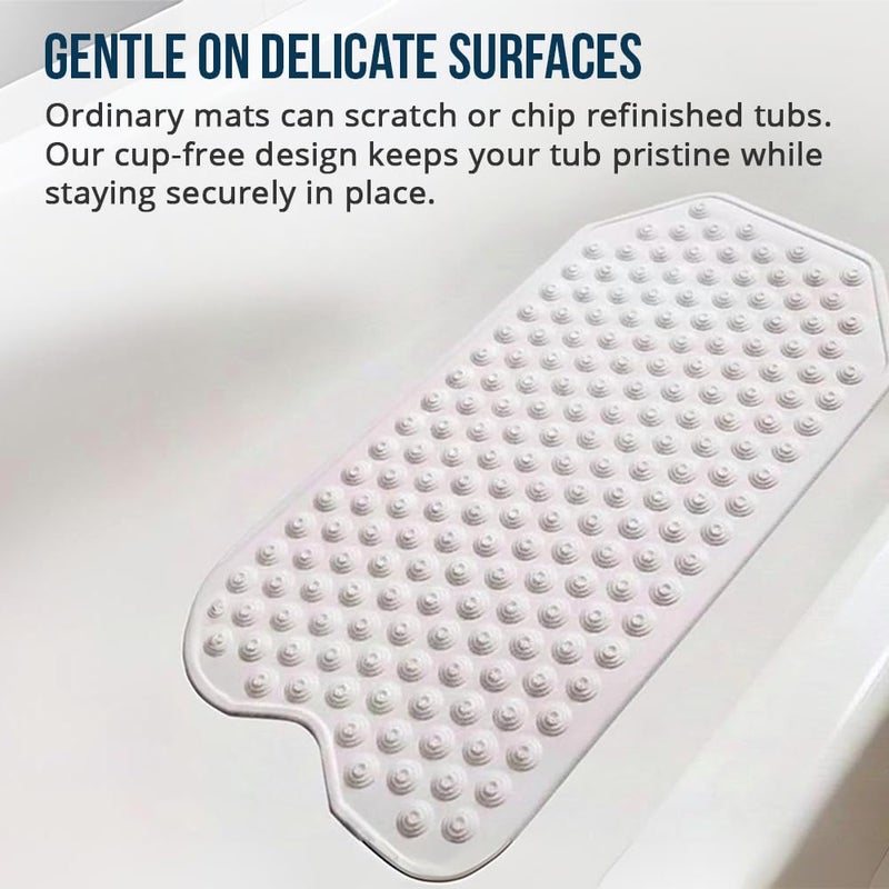 Refinished Bath Solutions The Original Refinished Bathtub Mat - No Suction Cup Bath Mat, Designed for Textured and Refinished Bathtubs Made of Rubber Not Cheap Plastic, Great for Children and Elderly (White) - Image 3
